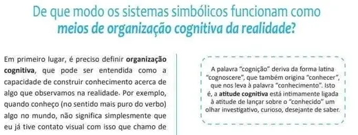 Trecho do material: sistemas simbólicos e organização cognitiva