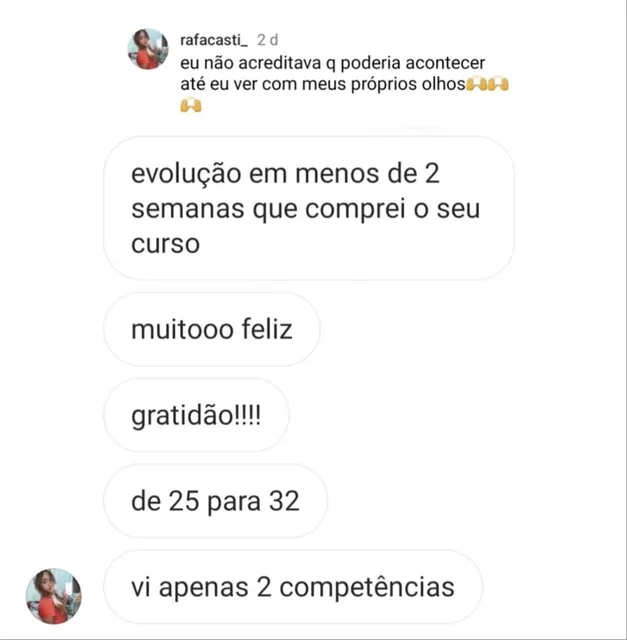 Print real de aluno IHM mostrando evolução de acertos em Linguagens