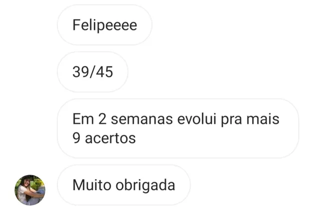 Print real de aluno IHM mostrando evolução de acertos em Linguagens