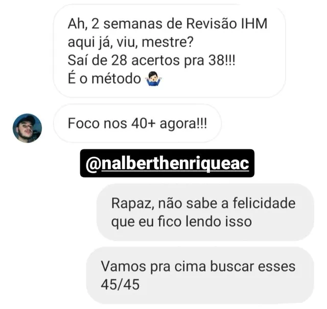 Print real de aluno IHM mostrando evolução de acertos em Linguagens