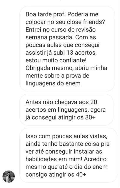 Print real de aluno IHM mostrando evolução de acertos em Linguagens