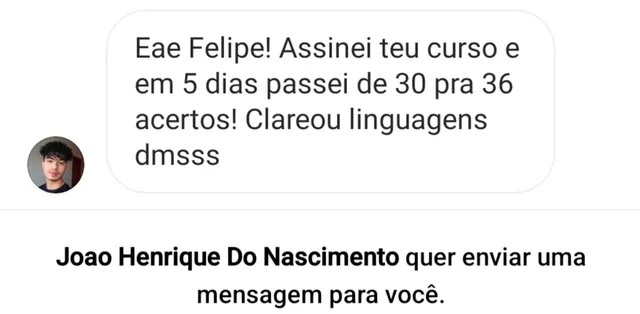 Print real de aluno IHM mostrando evolução de acertos em Linguagens