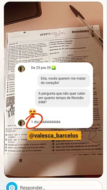 Print real de aluno IHM mostrando evolução de acertos em Linguagens